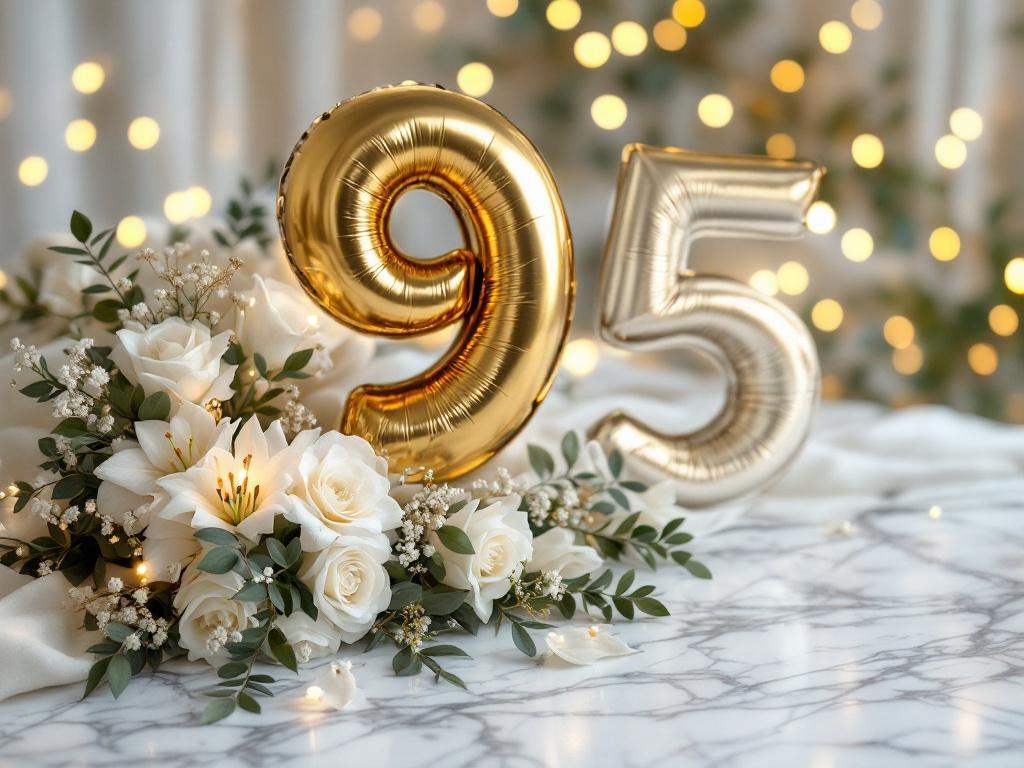 Marmorhochzeit 95. Hochzeitstag Feier mit edlem Marmormotiv für ewige Liebe