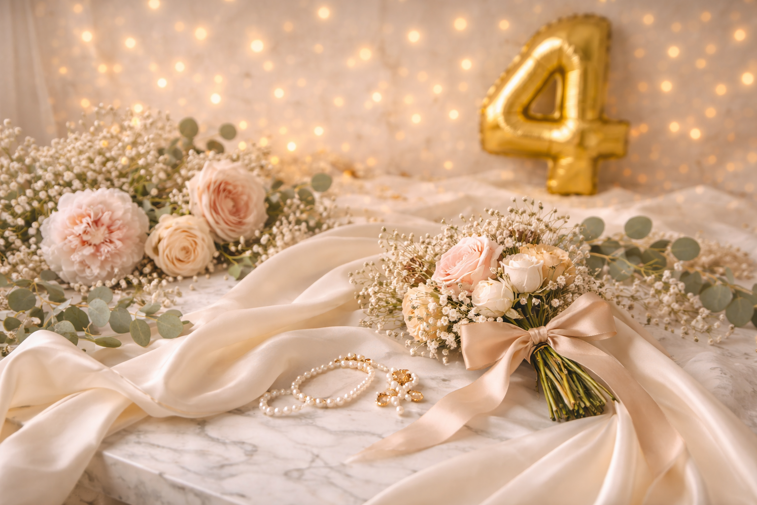 Paar feiert zarten und stilvollen 4. Hochzeitstag Seidenhochzeit