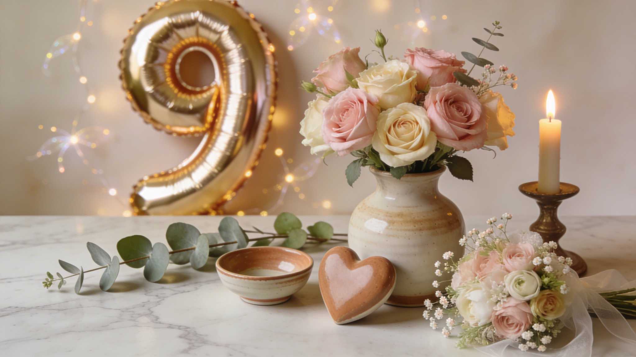 Keramikhochzeit Feier zum 9. Hochzeitstag kunstvoll gestaltet