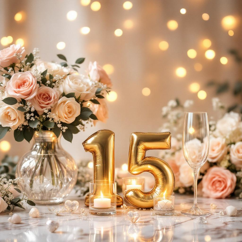Strahlende Kristallhochzeit zum 15. Hochzeitstag festlich gefeiert