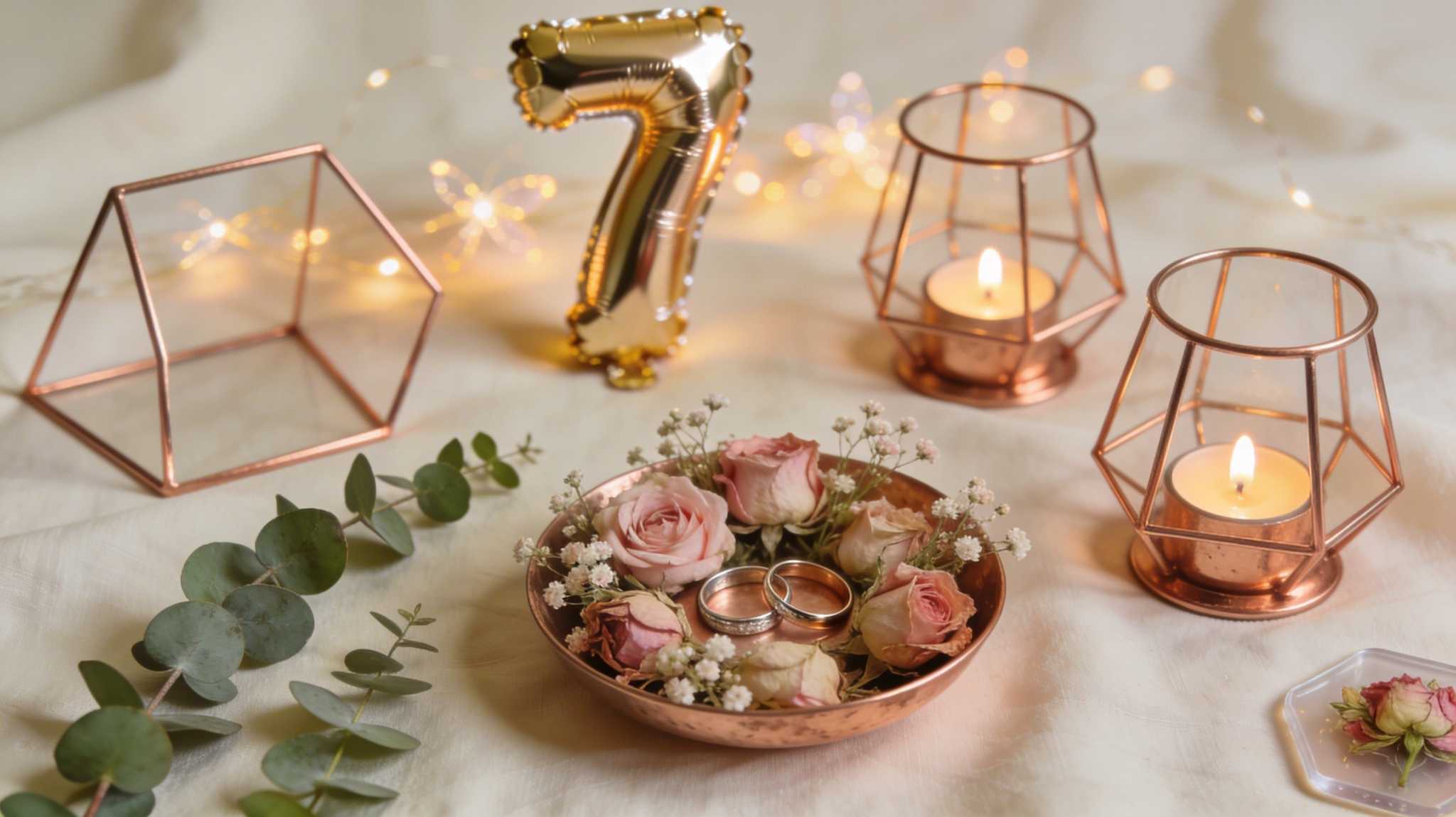 Paar feiert glänzend die Kupferhochzeit zum 7. Hochzeitstag