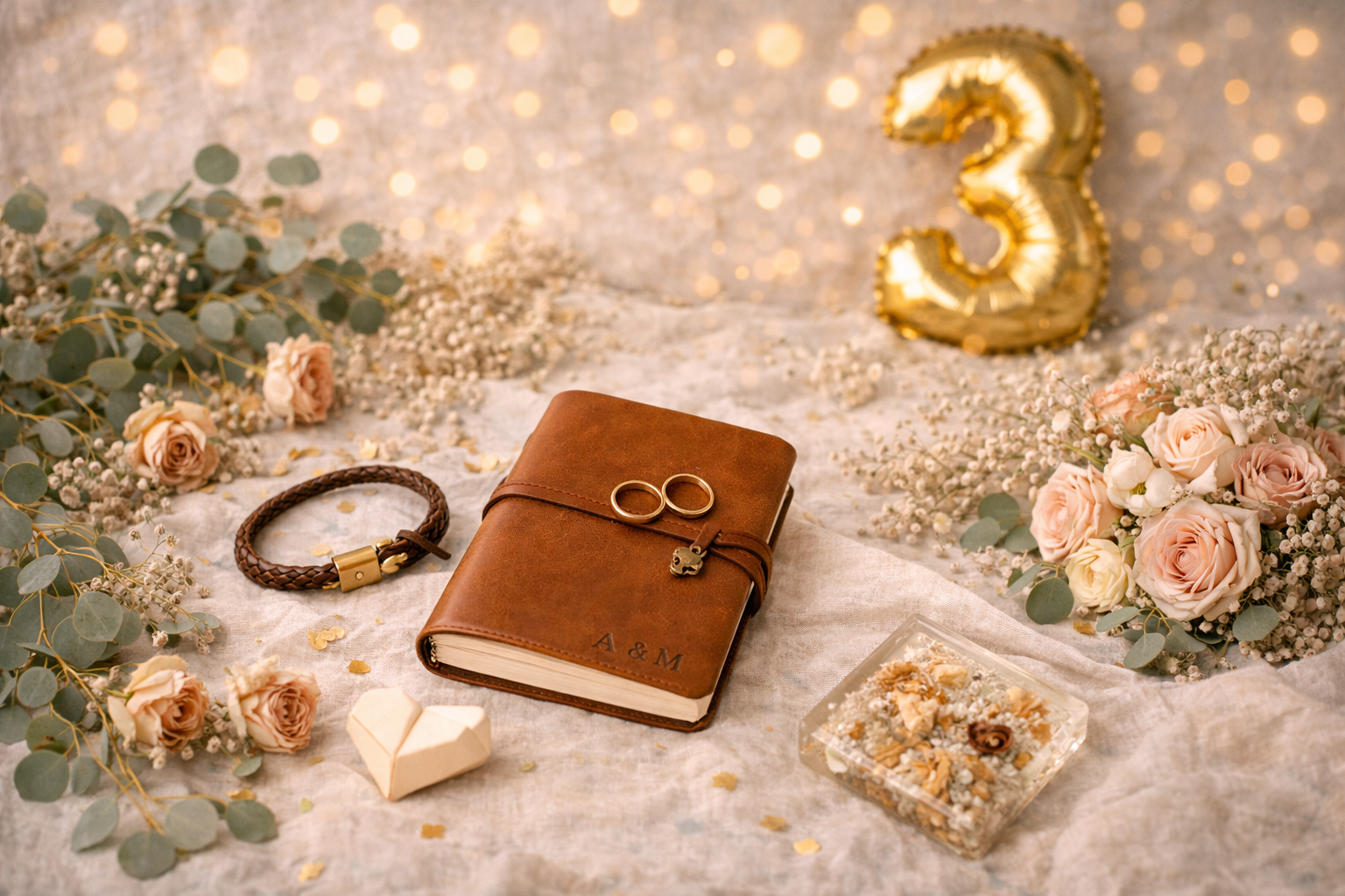 Lederhochzeit feiern am 3. Hochzeitstag mit Lederdekoration