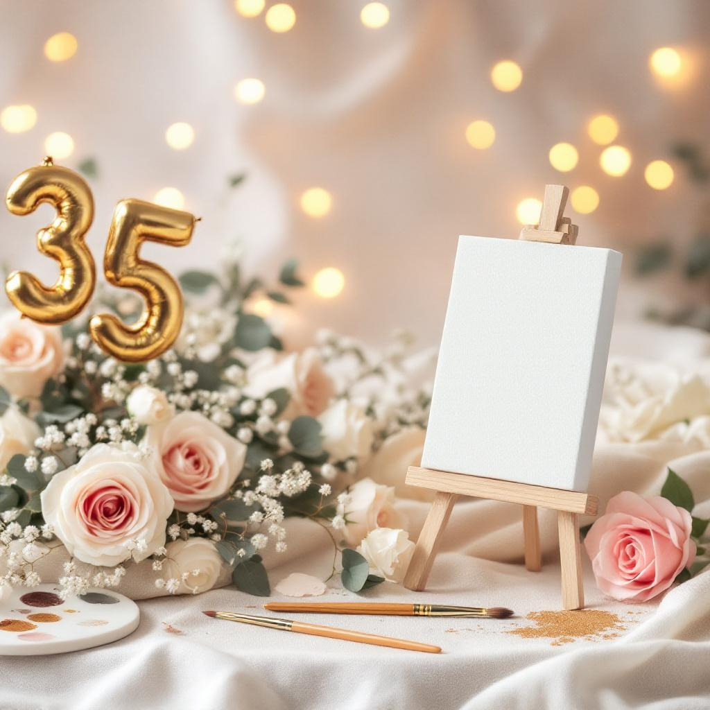 Leinwandhochzeit 35. Hochzeitstag Liebesgeschichte auf Leinwand malen Feier