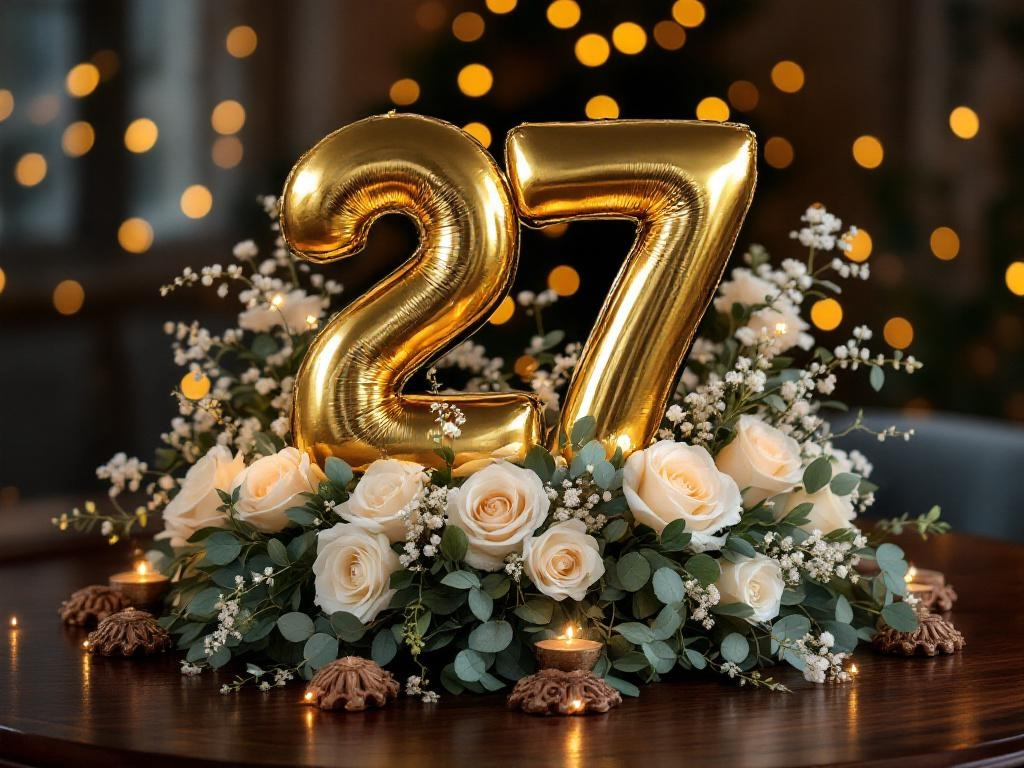 Paar feiert Mahagonihochzeit am 27. Hochzeitstag mit romantischem Ambiente