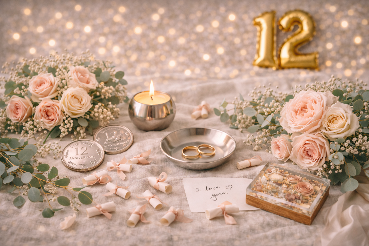 Paar feiert Nickelhochzeit den 12. Hochzeitstag vielseitig und glänzend