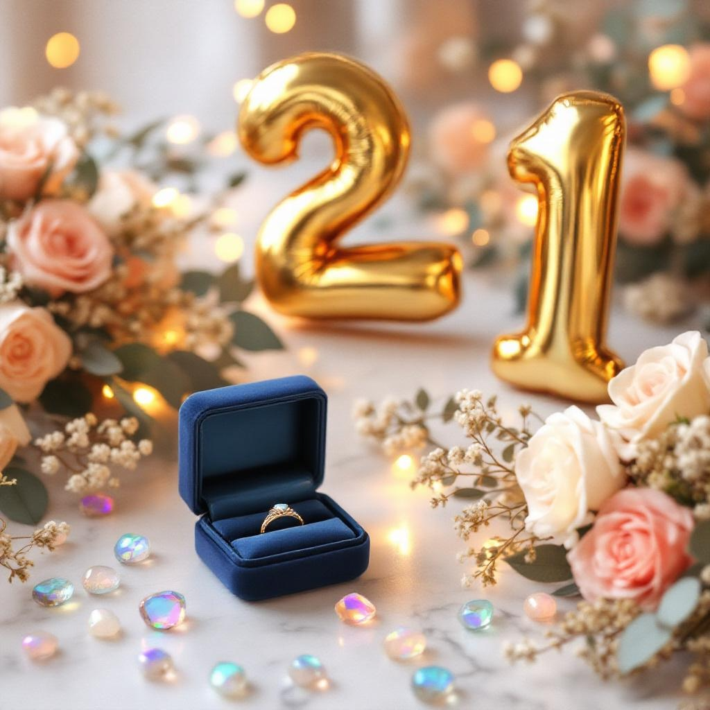 Bunte Feier zur Opalhochzeit, 21. Hochzeitstag mit Feuerwerk