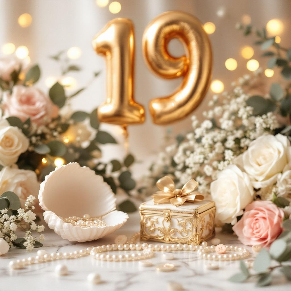 Perlmutthochzeit Feiern zum 19 Hochzeitstag mit Perlmuttschimmer