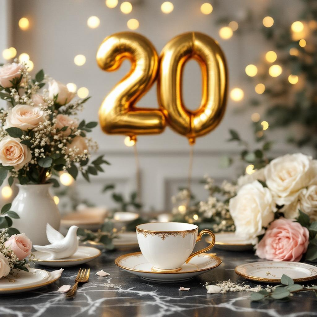 Elegante Feier zur Porzellanhochzeit am 20. Hochzeitstag