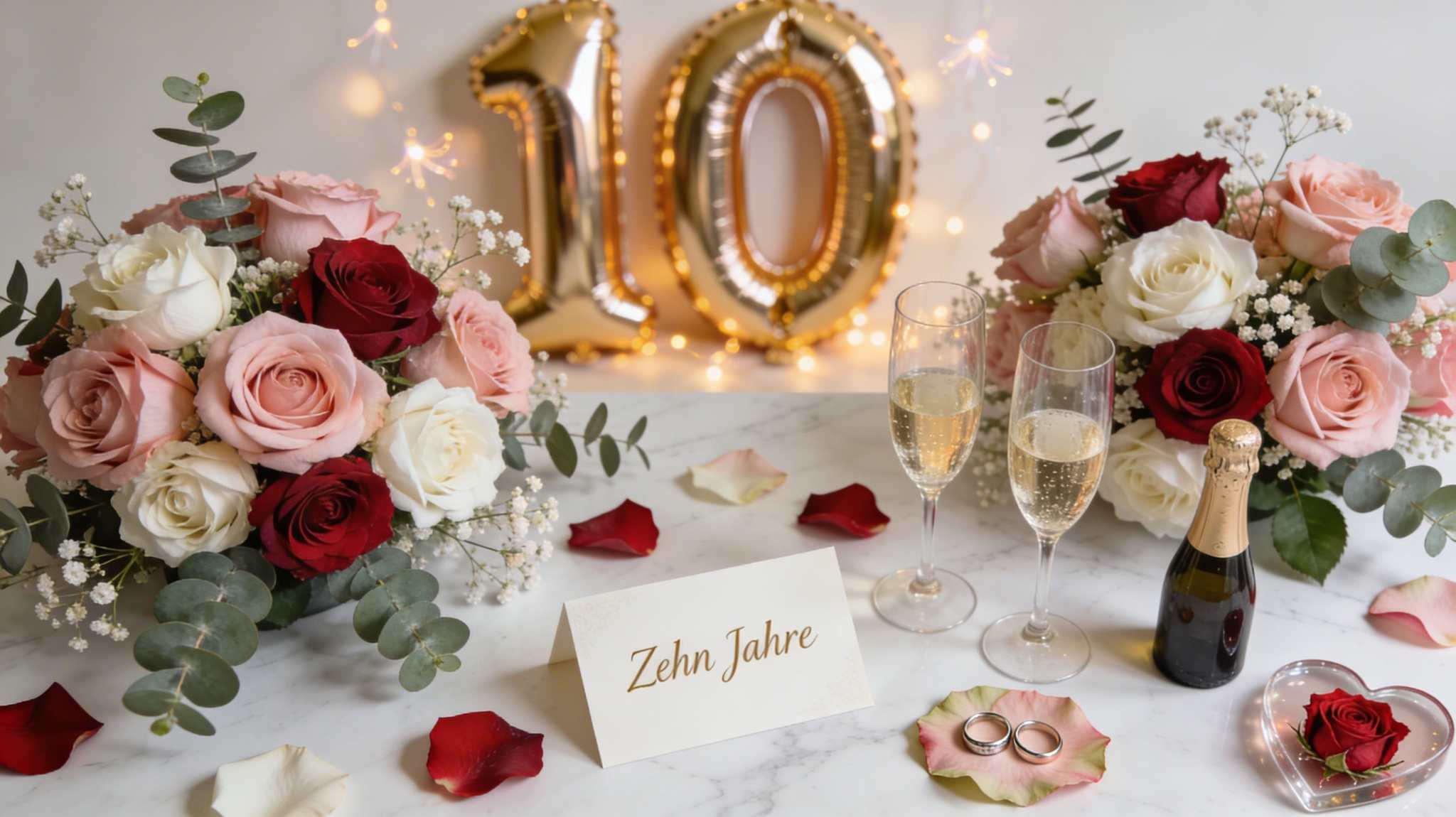 Rosenhochzeit feiern mit blühenden Rosen zum 10. Hochzeitstag