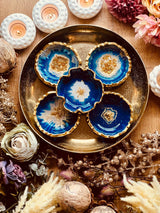 Resin jewelry bowls in blue with gold