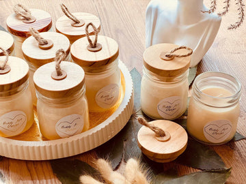 Scented candle in stylish design glass with lid