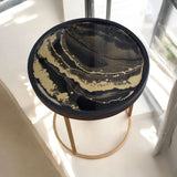 Epoxidharz Couchtisch bzw. Beistelltisch in Schwarz mit Gold, Durchmesser 40cm