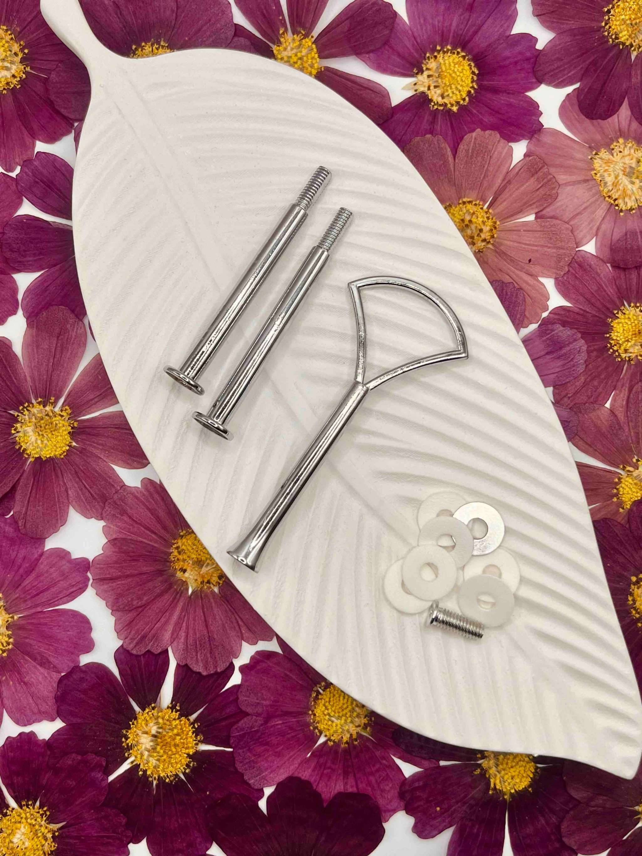 Edle Etagerenstange in Silber für Resin- oder Porzellan-Etageren - Etagerenstange