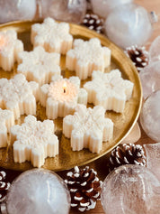 Kerze in Sternform aus natürlichem Rapswachs, vegan und handgemacht – ein festliches und nachhaltiges Geschenk zur Weihnachtszeit.