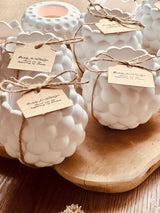 Cast ceramic tealight holder in minimalist design "Funny Dots"