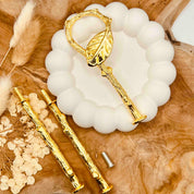 Goldene Etagerenstange “Leaf” mit filigranem Blatt-Design, 33 cm hoch
