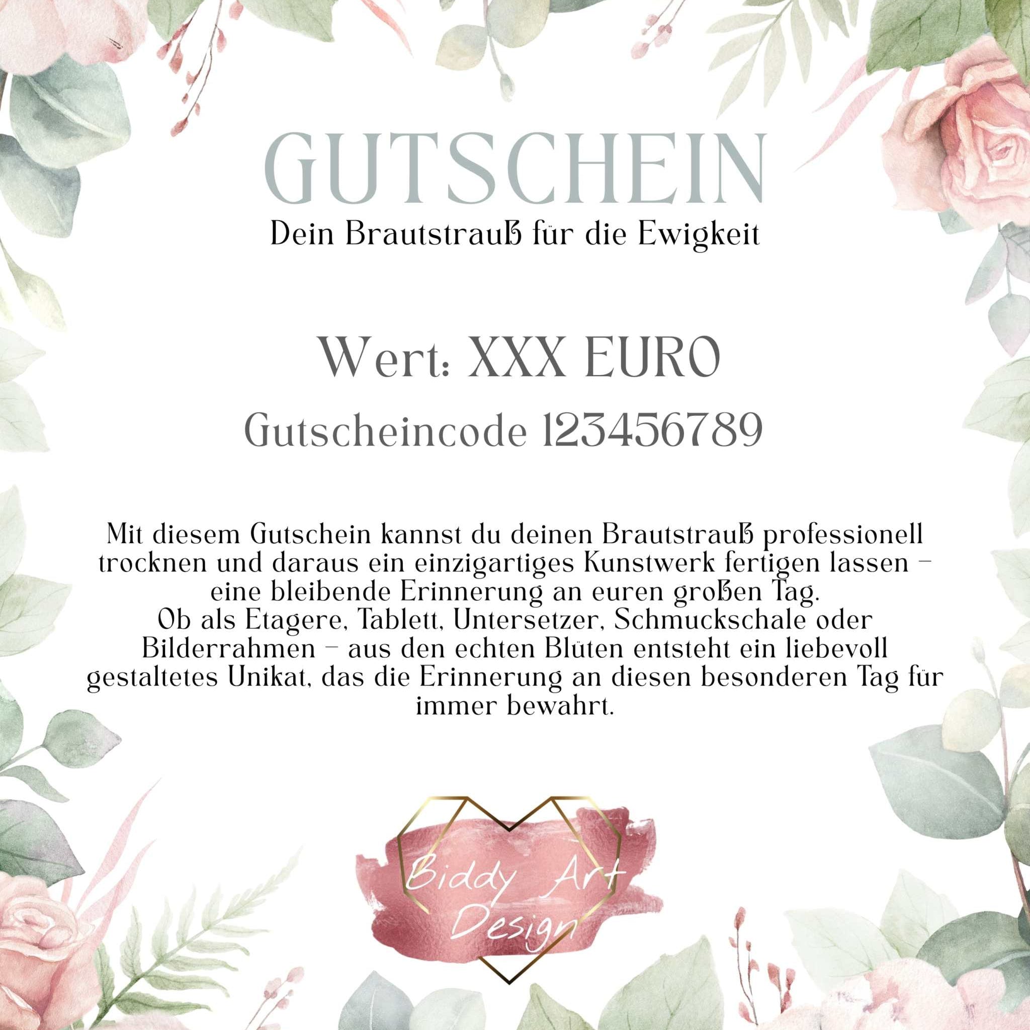 Gutschein Brautstrauß konservieren Beispielfoto