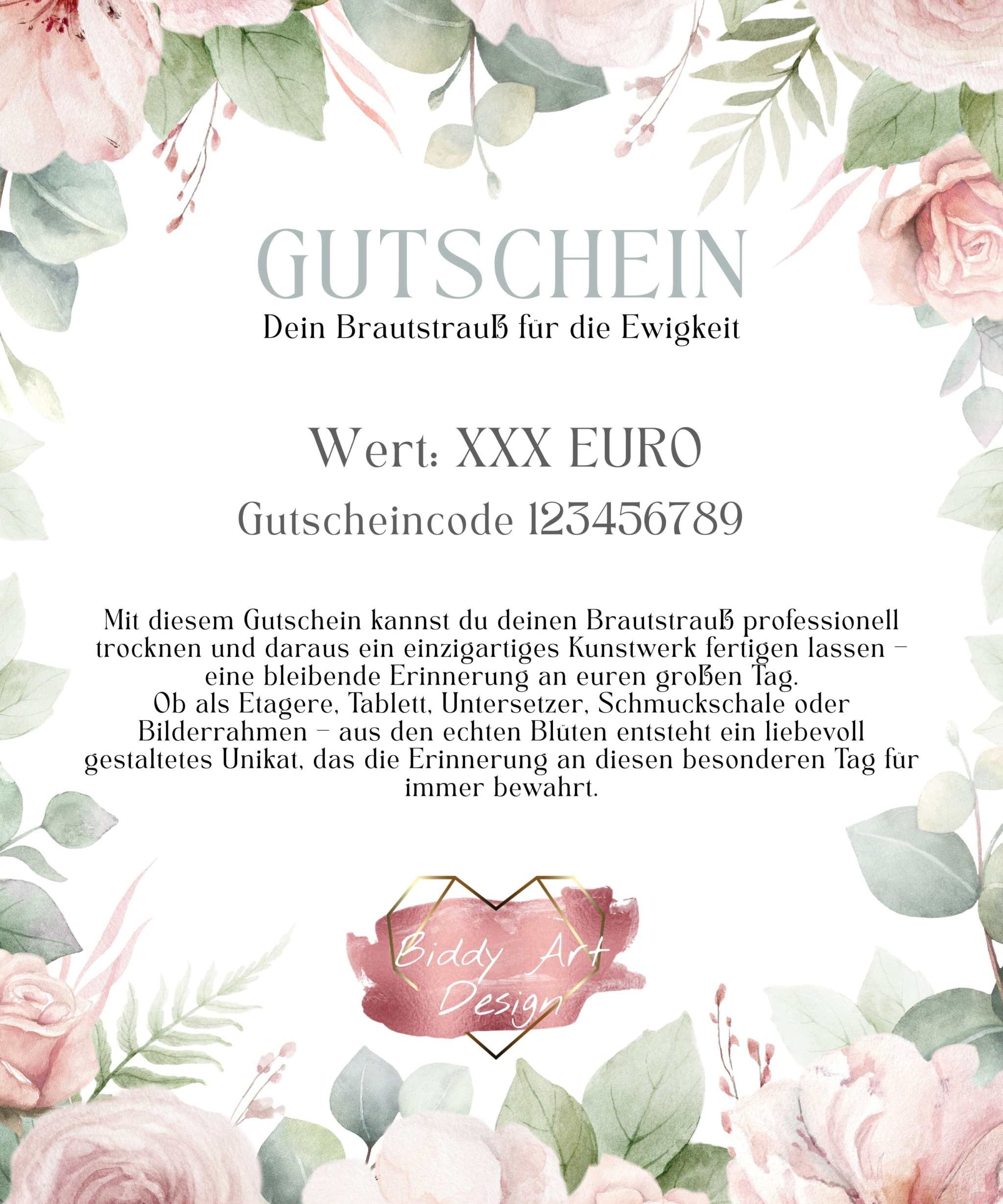 Gutschein Brautstrauß konservieren Beispielfoto