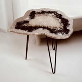 Epoxidharz Couchtisch in Silberglitzer-Schwarz – Nierenform 53x35 cm