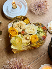 Herz Epoxidharz Block Brautstrauss getrocknete Hochzeitsblumen
