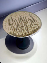 Epoxidharz Couchtisch mit Lavendel und Silbersteinen – 33cm Durchmesser