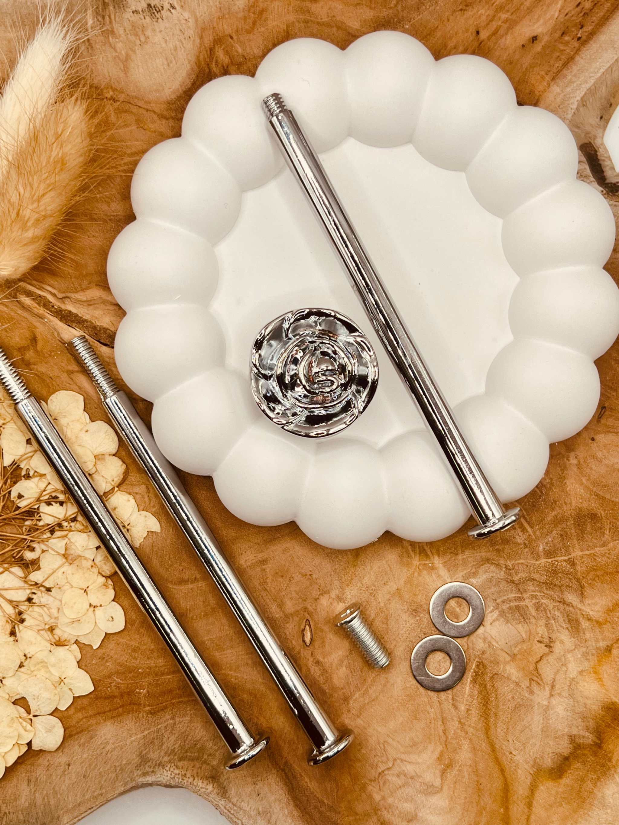 Hochwertige silberne Etagerenstange für DIY-Etagerenprojekte