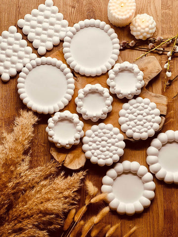 Cast ceramic coaster or candle tray 