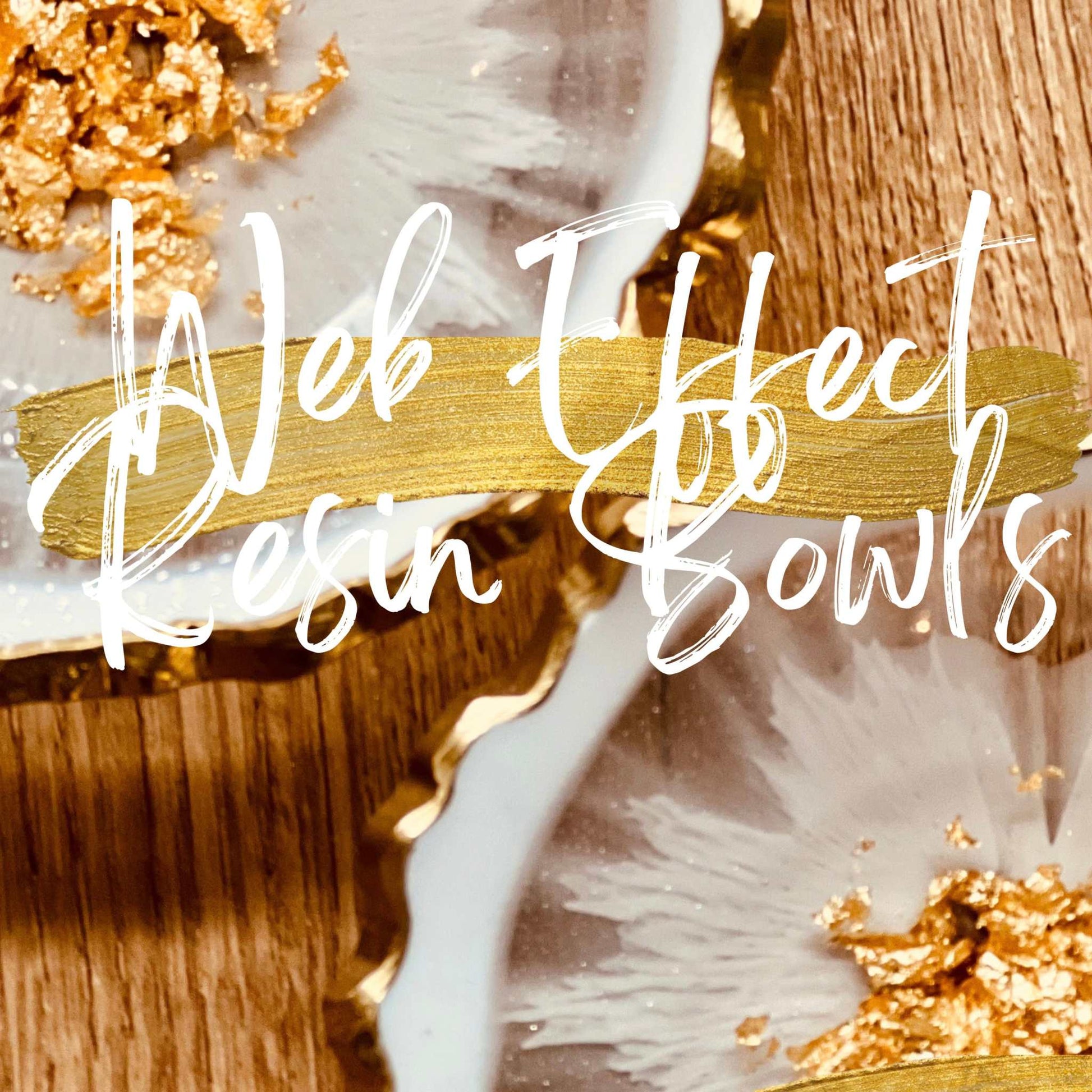 Resin art online course with web effect resin bowls and gold detailing.