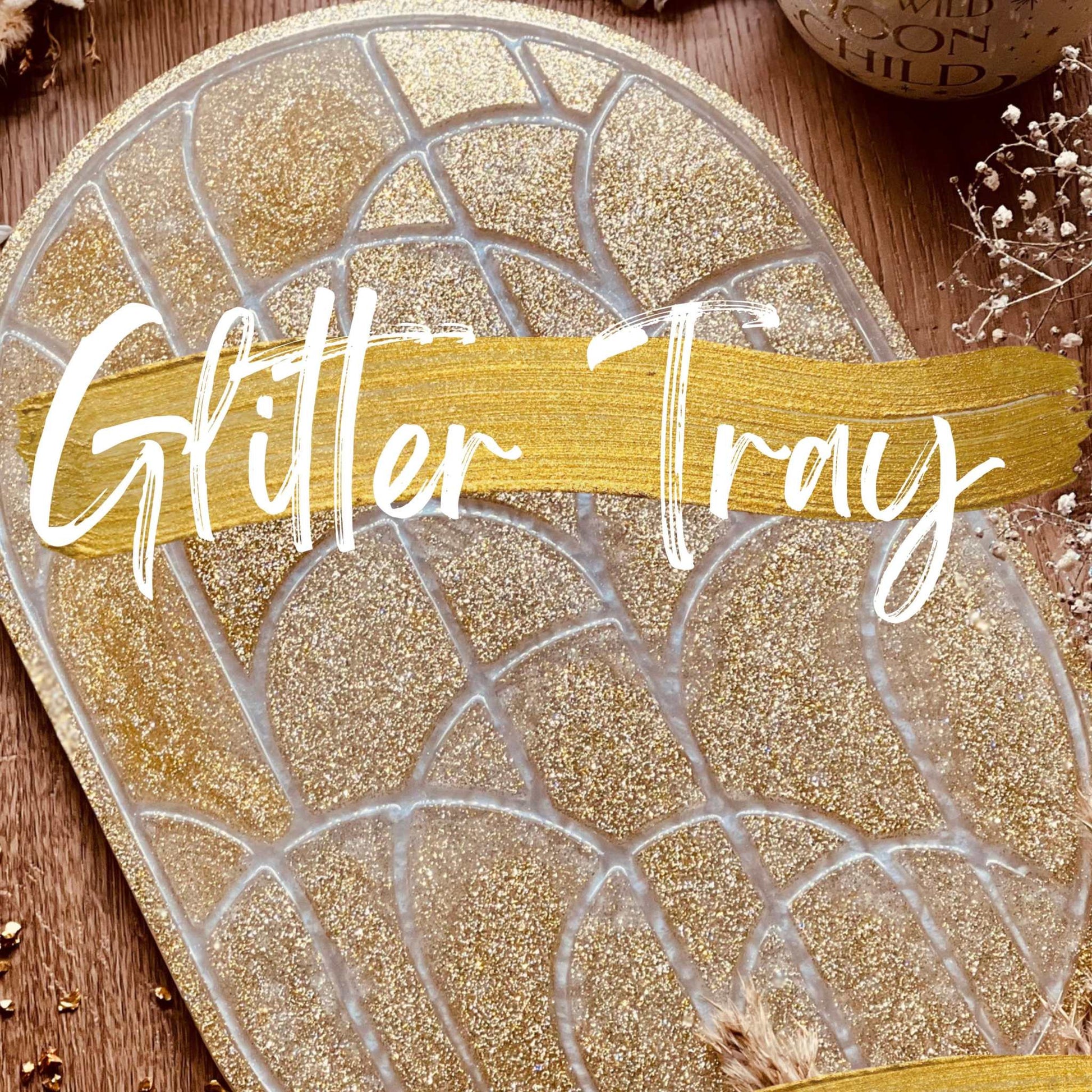 Resin Art Onlinekurs Glitter Tray Design with Golden Accents