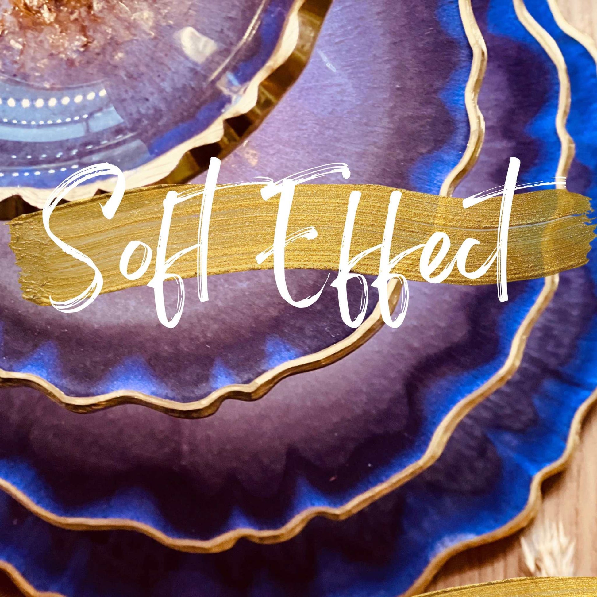 Resin art techniques demonstrated in online course featuring soft effects with vibrant colors and gold accents.
