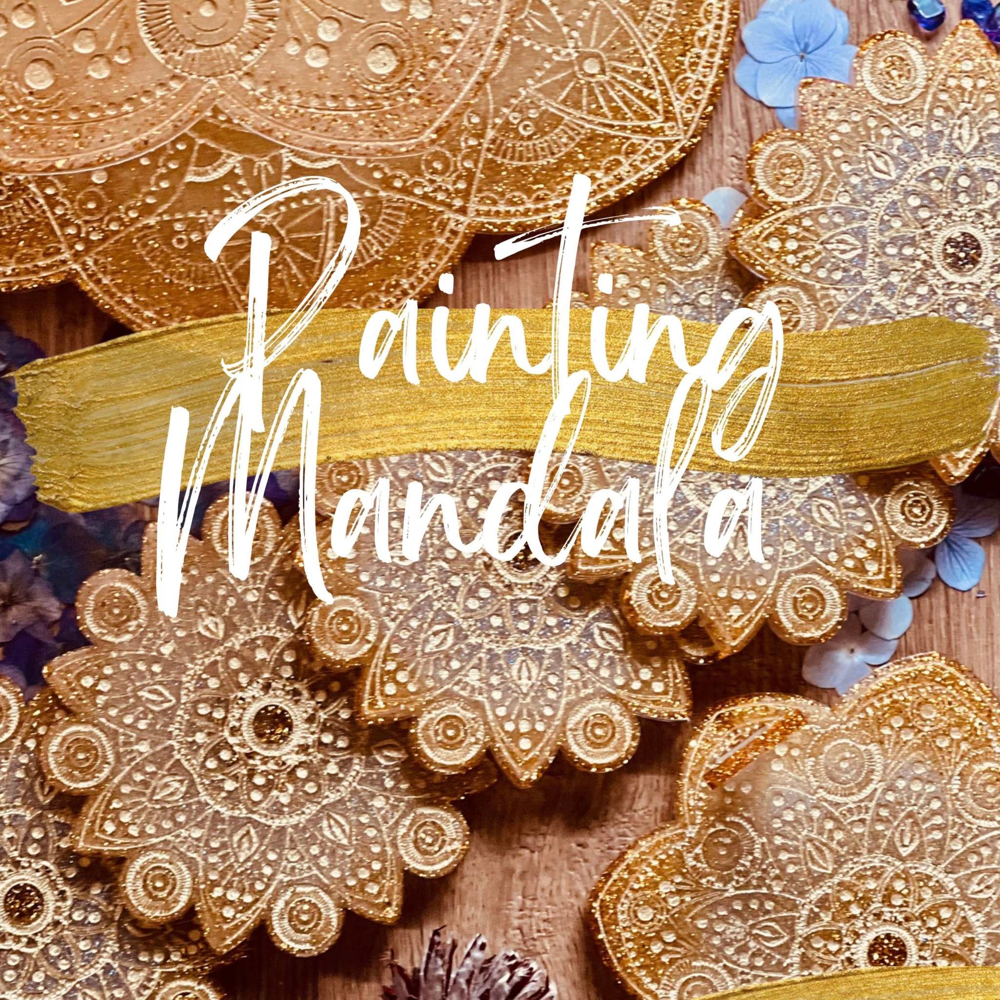 Resin art mandala painting showcased in an online course.