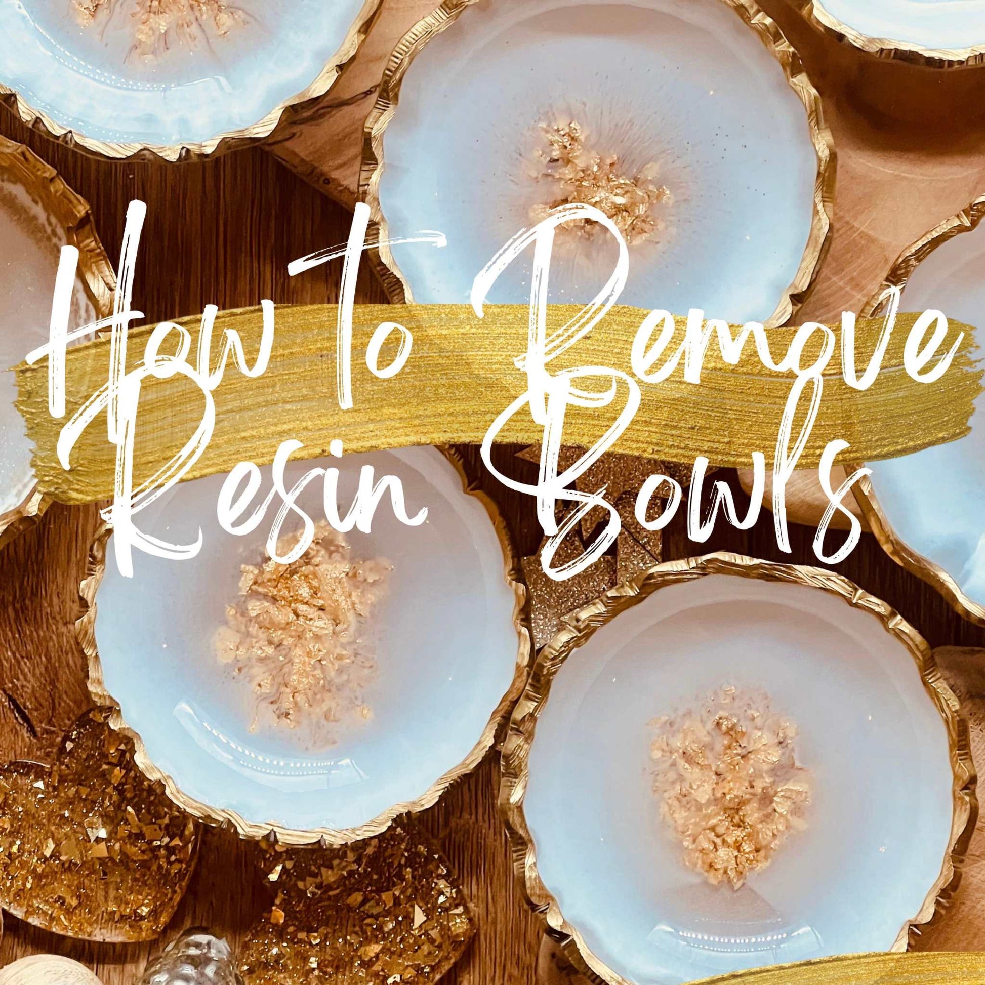 Resin art bowls with gold details from an online course image.