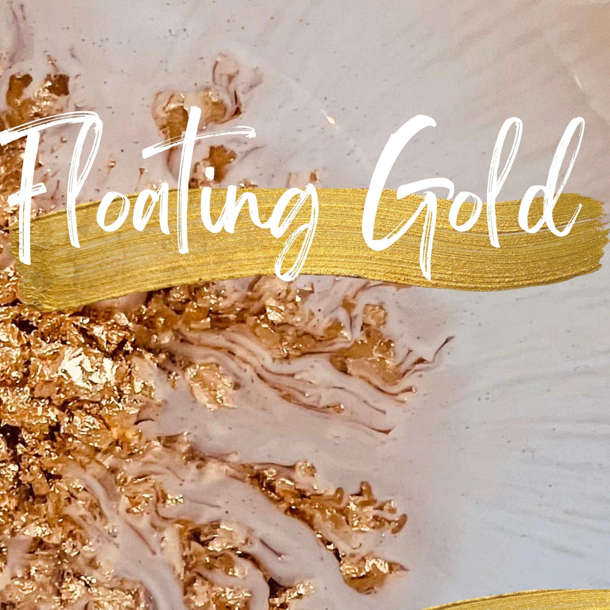 Resin Art Onlinekurs with floating gold technique design.