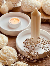 Gießkeramik Kerzenhalter für Stabkerzen oder Teelichter "Straight Lines"