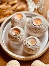 Cast ceramic tealight holder in a ristic look "The Massive One"