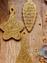 Weihnachtsbaumanhänger - 4 Anhänger aus Resin in Gold