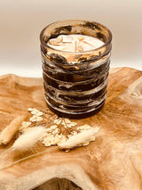Coconut Island scented candle in a stylish design glass with a mother-of-pearl highlight