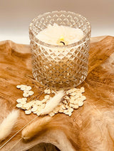Duftkerze im Stilvollen Designglas mit Blumen Highlight