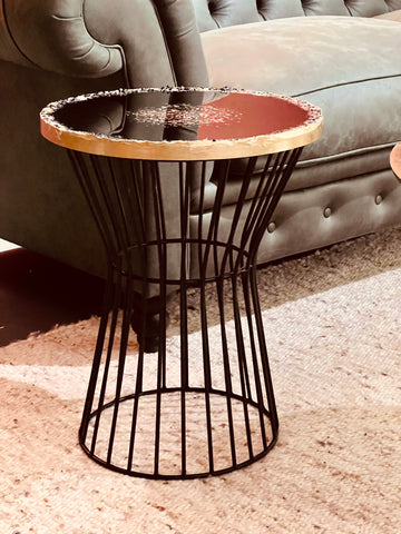 Coffee table or side table in black with gold, diameter 50cm