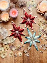 Weihnachtsbaumanhänger - Große Anhänger aus Resin in Rot oder Türkis mit Weiß und Silber