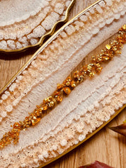 Tablett und 4 Untersetzer aus weißem Resin mit goldenen Leaf Details, handgefertigt und einzigartig