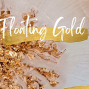 Resin Art Onlinekurs with floating gold technique design.