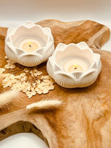 Cast ceramic tealight holders in various minimalist designs